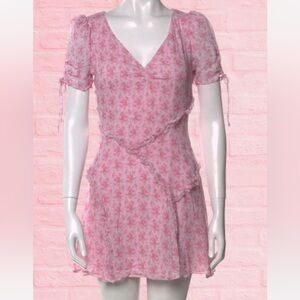 LoveShackFancy Pink Floral Mini Dress
